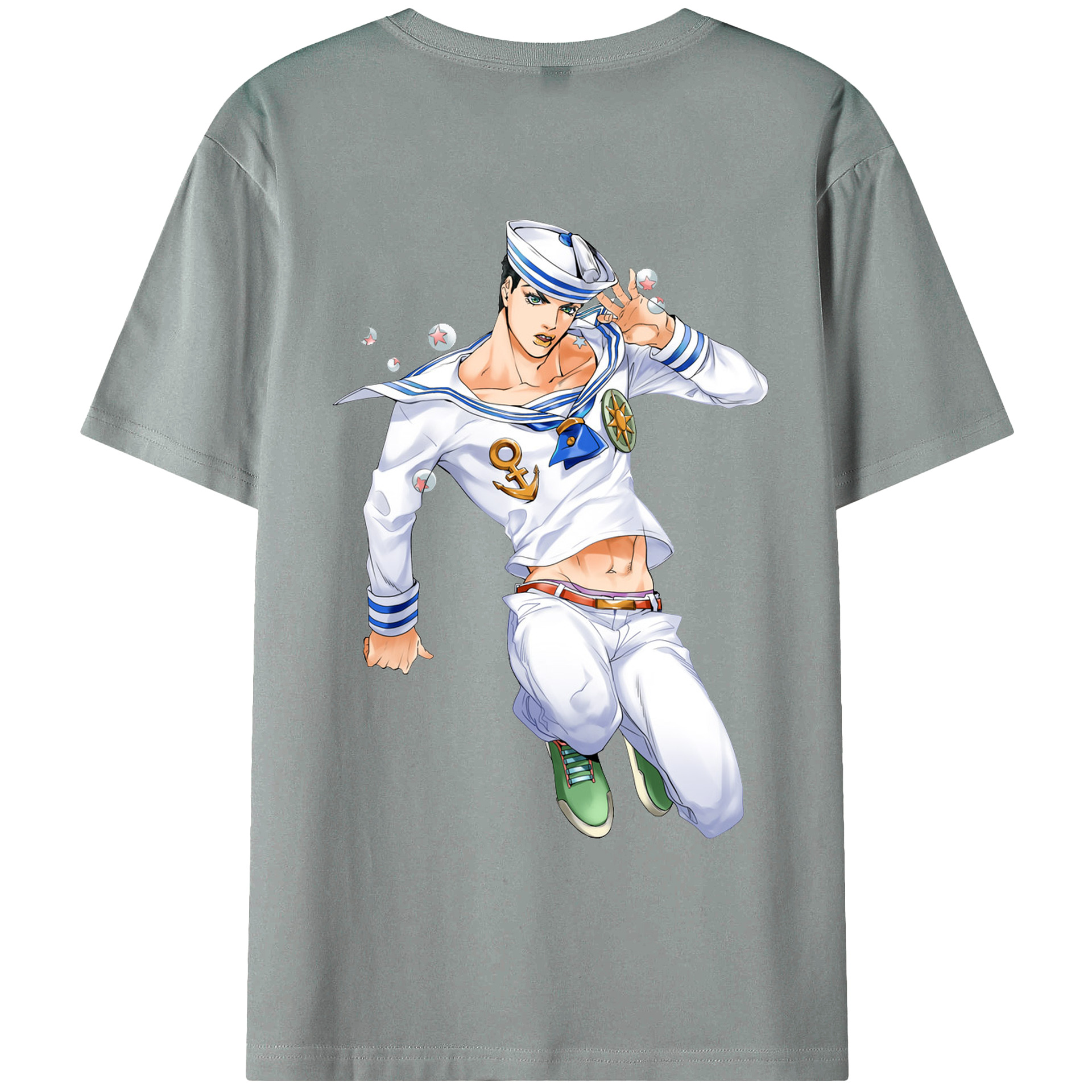 （画像用） ジョジョの奇妙な冒険 東方定助 JoJo's Bizarre Adventure Higashikata Josuke 綿100％ メンズ半袖Tシャツ（バックプリント） 通気性